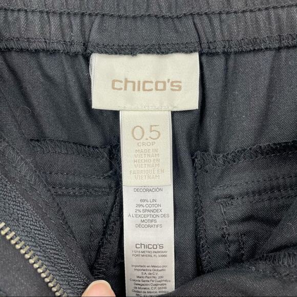 Chicos Black linen blend crop pants size Small - Picture 8 of 10